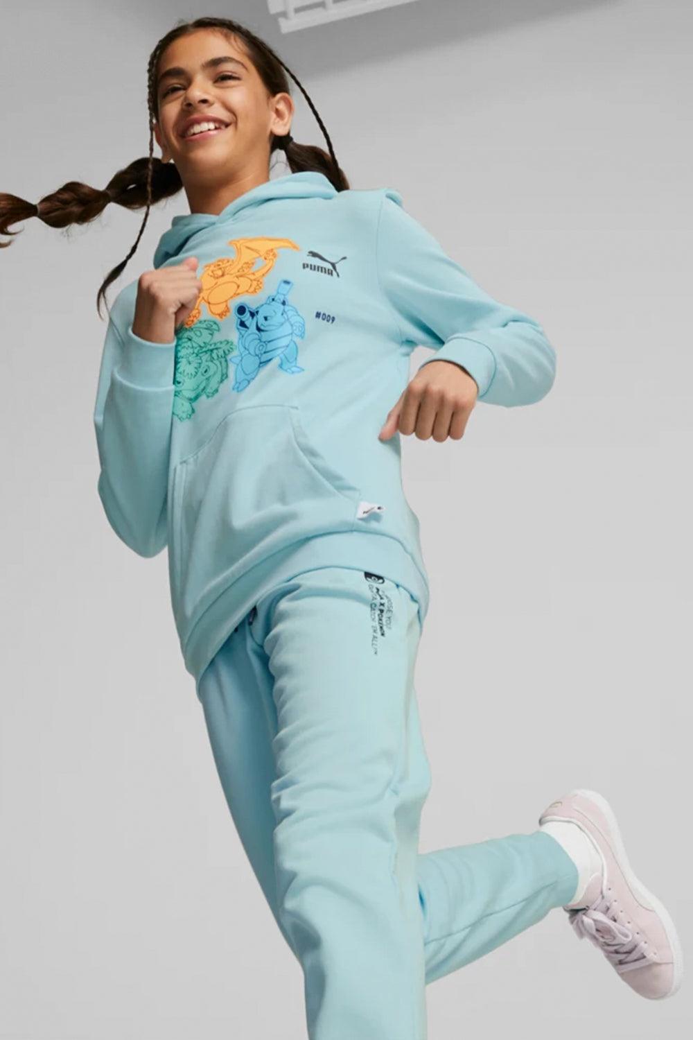 Puma-PUMA x POKEMON Hoodie TR Kids Light Aqua-Sweatshirts & Hoodies-3-fleurdirect.live