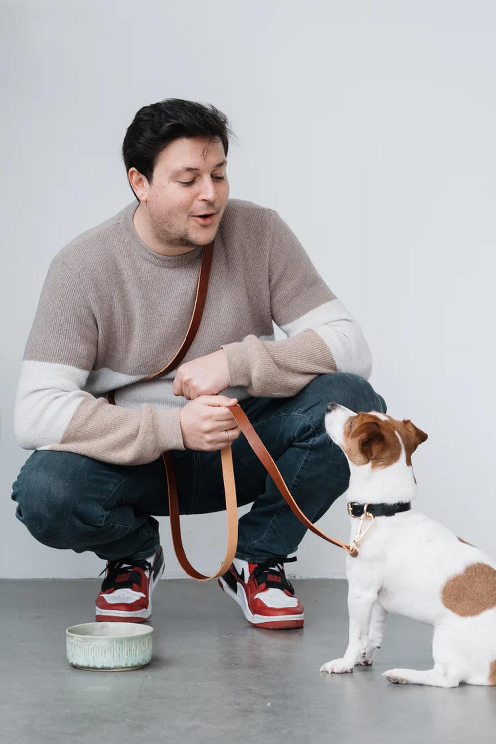 Pups & Itchy-Hands-Free Gezdirme Kayışı - Konyak-Köpek-1-fleurdirect.live