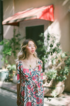 Pure Paris-Vintage Suzani Askılı Keten Midi Elbise – Pembe-Elbise-1-fleurdirect.live