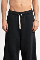 Erkek Baggy Fit Washed Sweatpants - Siyah