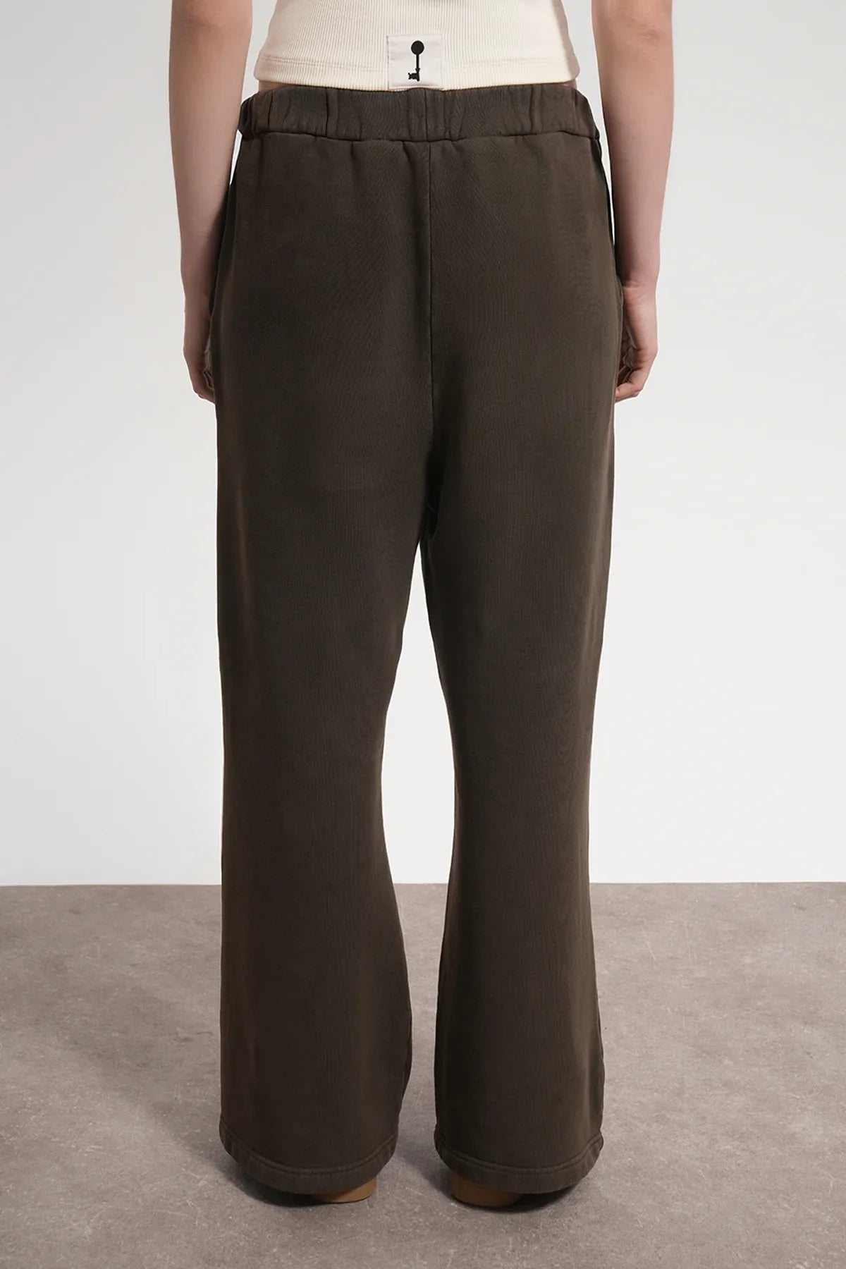 Kadın Flared Wide Leg Washed Sweatpants - Kahverengi