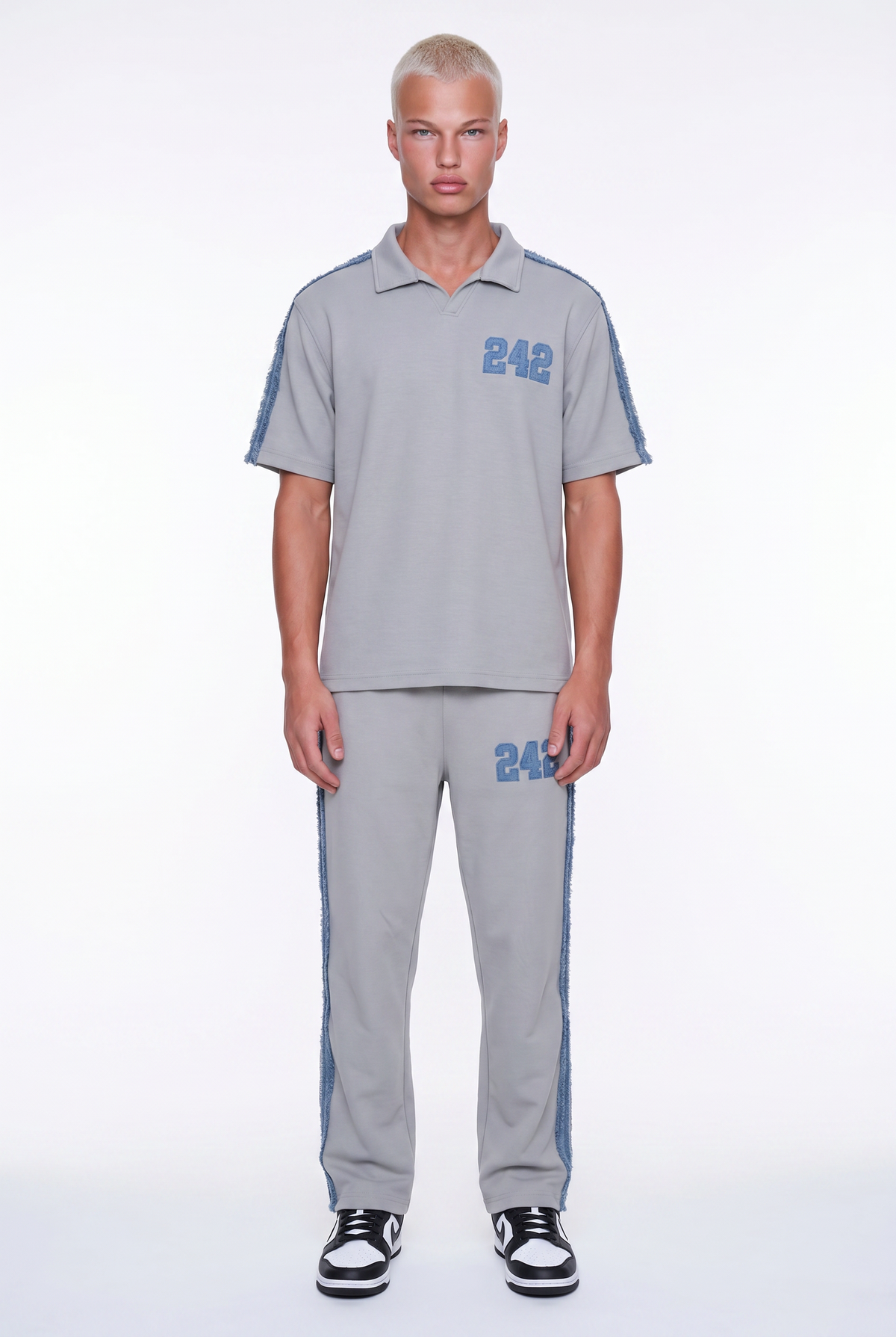 Erkek 242 Şerit Detaylı Regular Fit Eşofman Takımı Gri