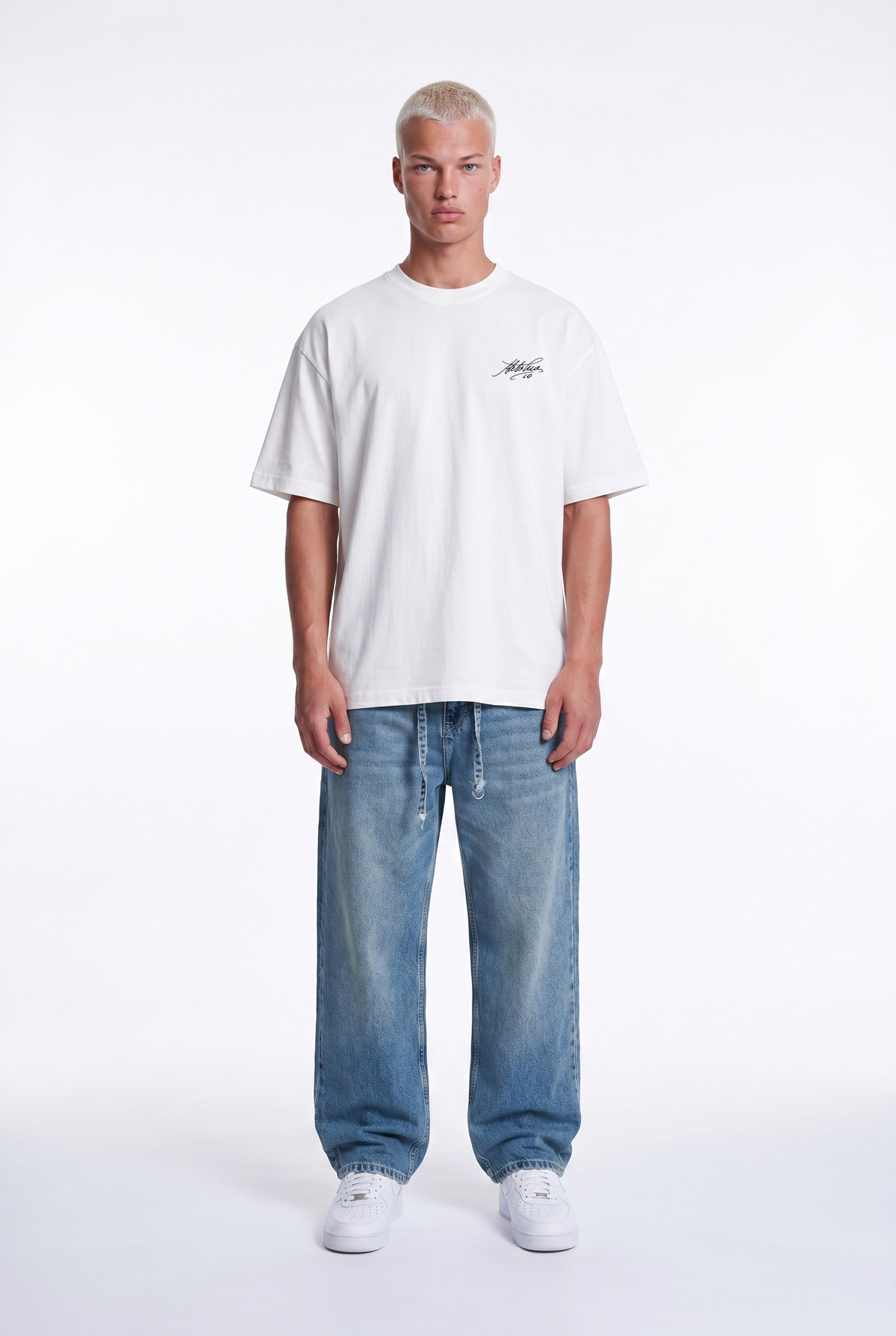 Erkek Del Piero Baskılı Oversize T-Shirt Ekru
