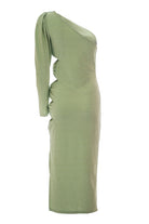 Roccie-Bercy One Shoulder Cutout Stretch Midi Dress-Elbise-7-fleurdirect.live