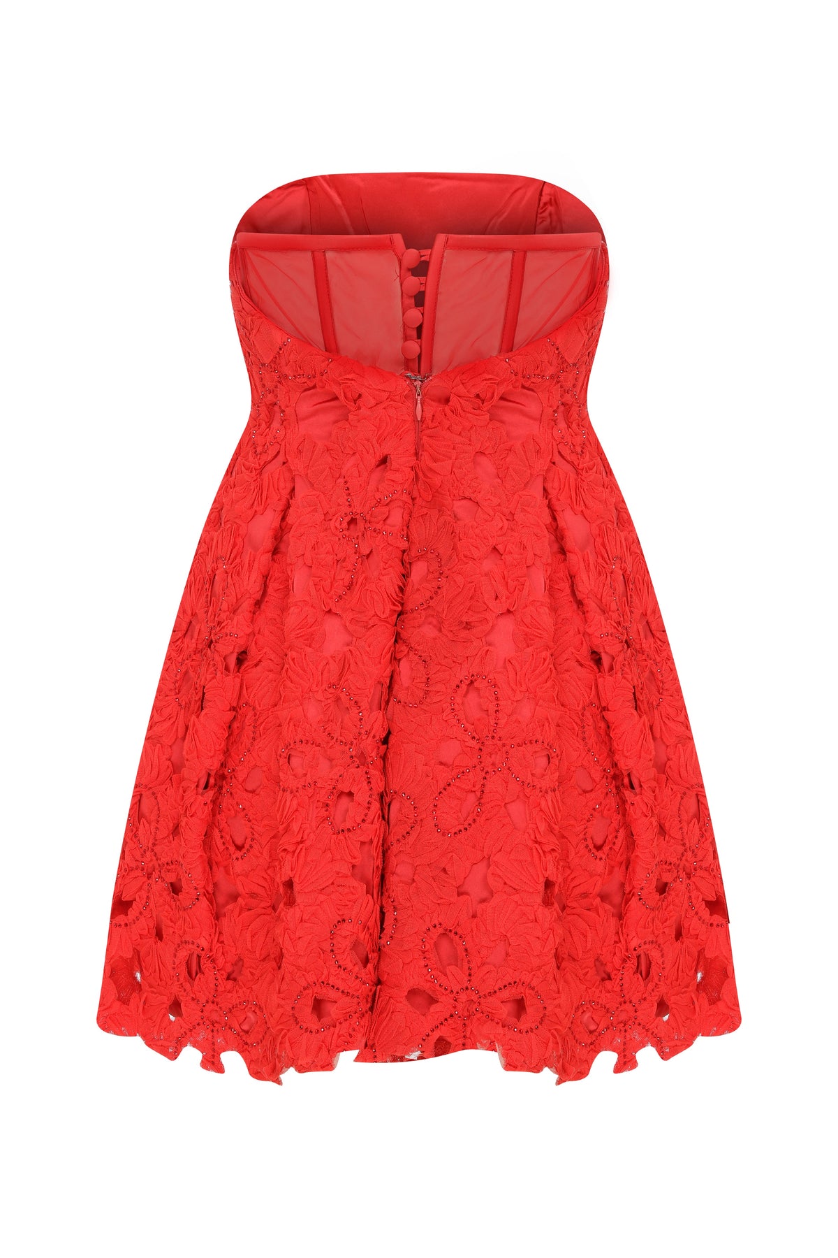 Roccie-Gally Strapless Mini Dress With Crystal Stone Tulle-Elbise-6-fleurdirect.live