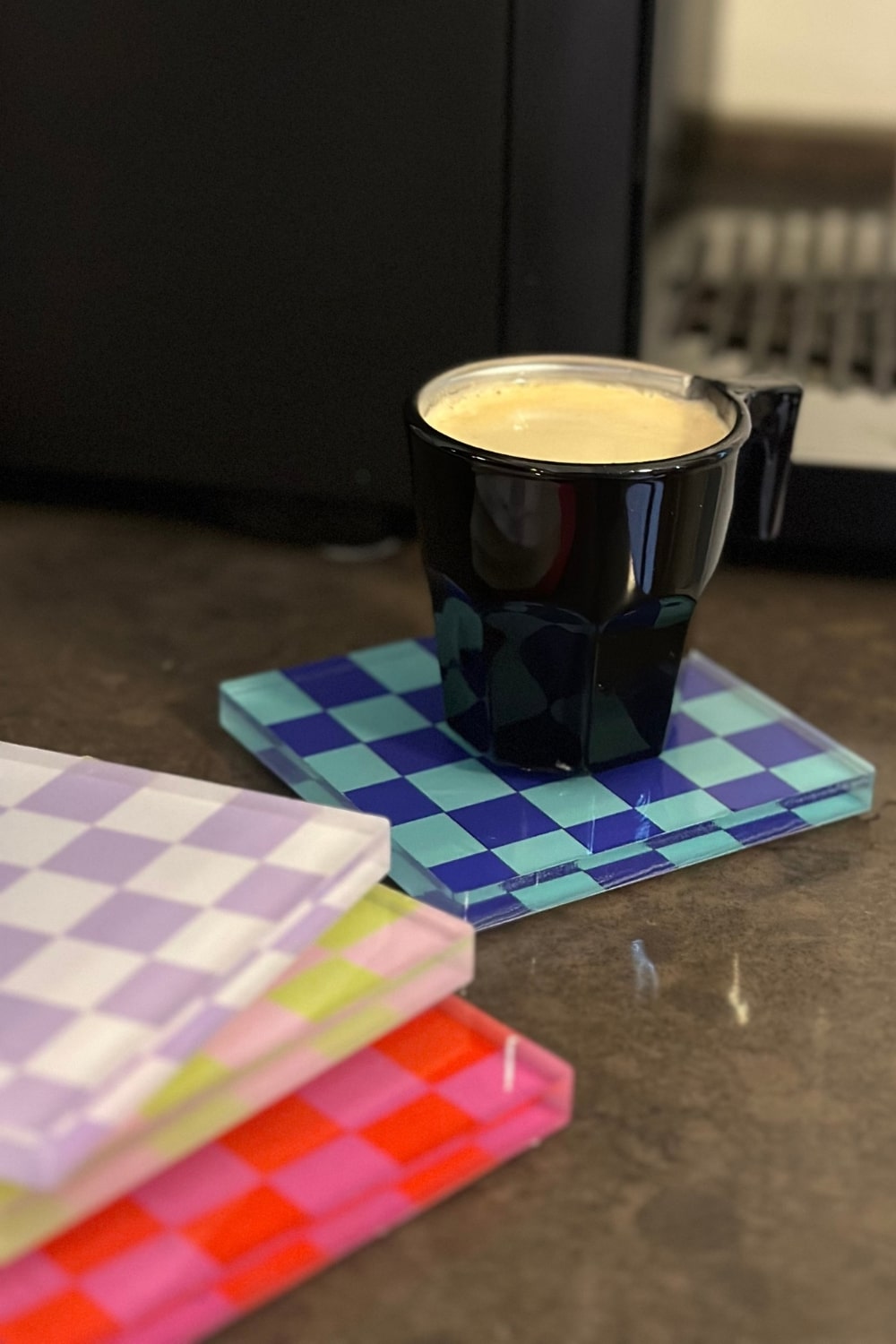 Rooms Design Studio-Retro Checkerboard Bardak Altlığı 4'lü Set-Bardak Altlığı-3-fleurdirect.live