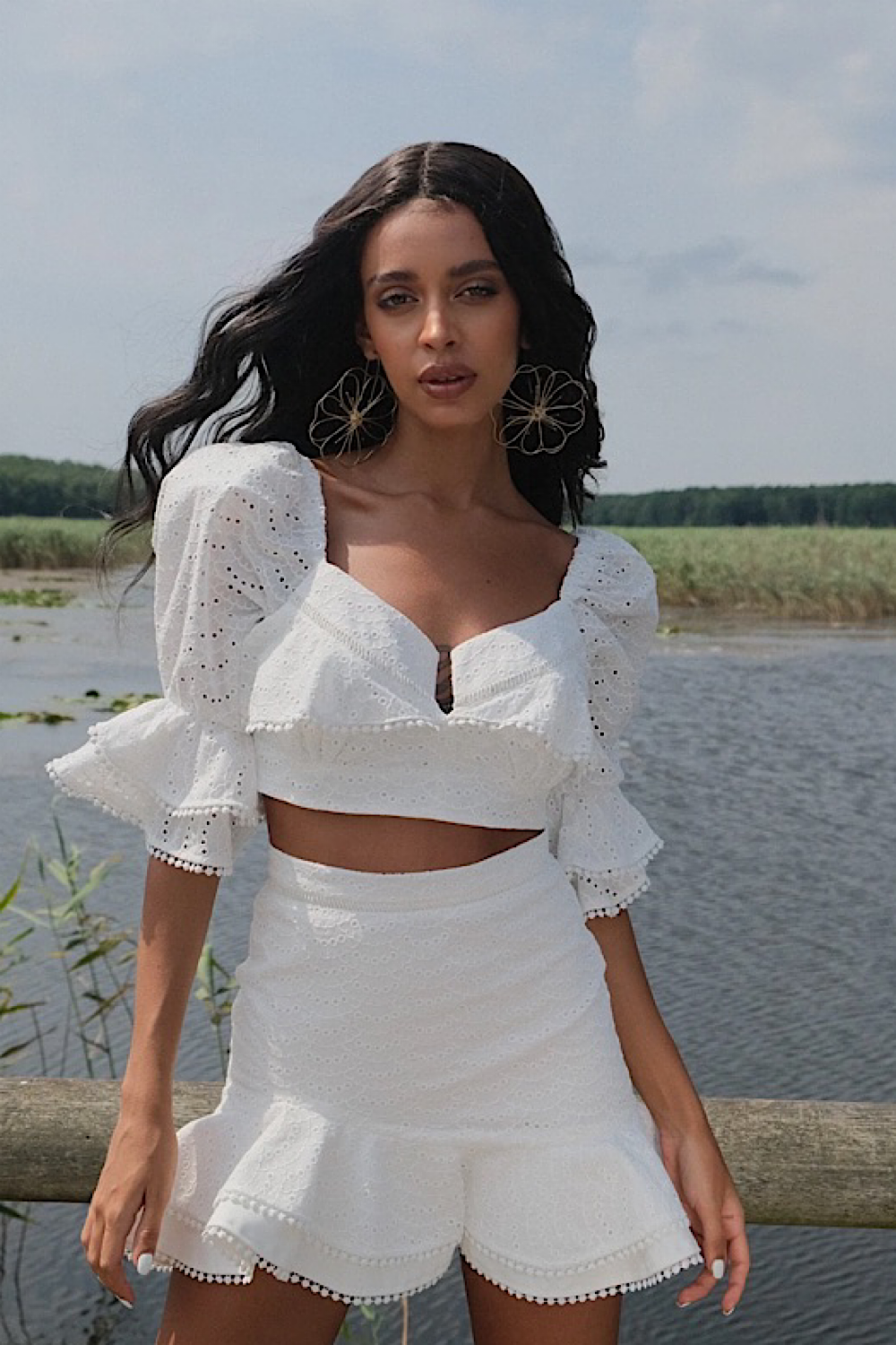 Roselenda-Roselenda Beyaz Mini Etek Ve Üst Takım-Alt - Üst Takım-1-fleurdirect.live