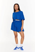 SBNM-Pull On Yoga Shorts In Blue-Şort-5-fleurdirect.live