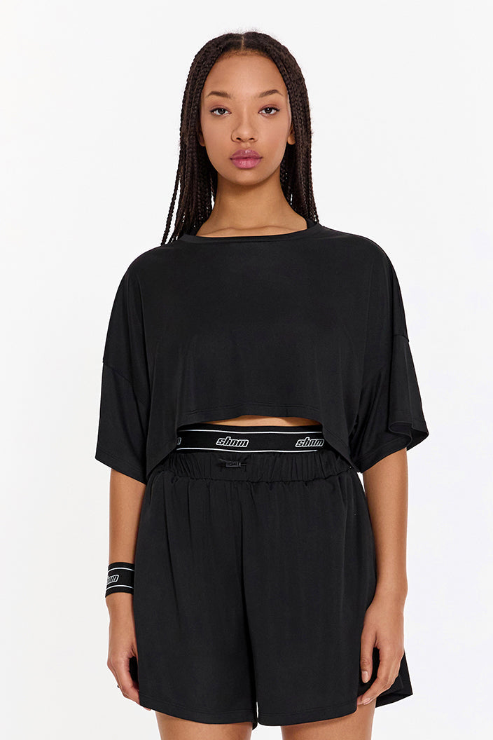 SBNM-Pull On Yoga Tee In Black-T-Shirts-1-fleurdirect.live