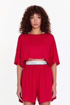 SBNM-Pull On Yoga Tee In Pink-T-Shirts-1-fleurdirect.live