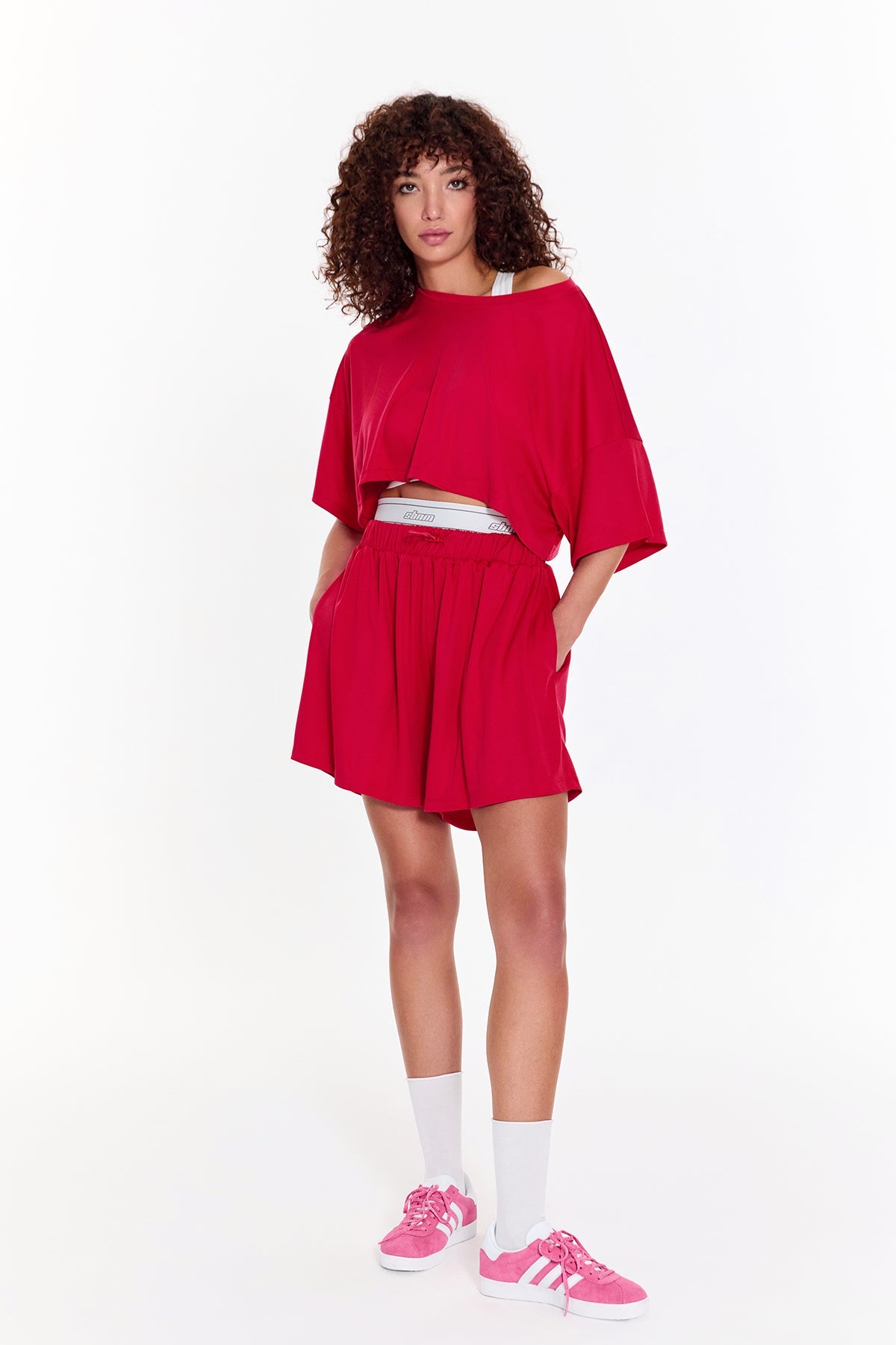 SBNM-Pull On Yoga Tee In Pink-T-Shirts-4-fleurdirect.live