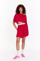 SBNM-Pull On Yoga Tee In Pink-T-Shirts-5-fleurdirect.live