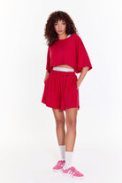 SBNM-Pull On Yoga Tee In Pink-T-Shirts-6-fleurdirect.live