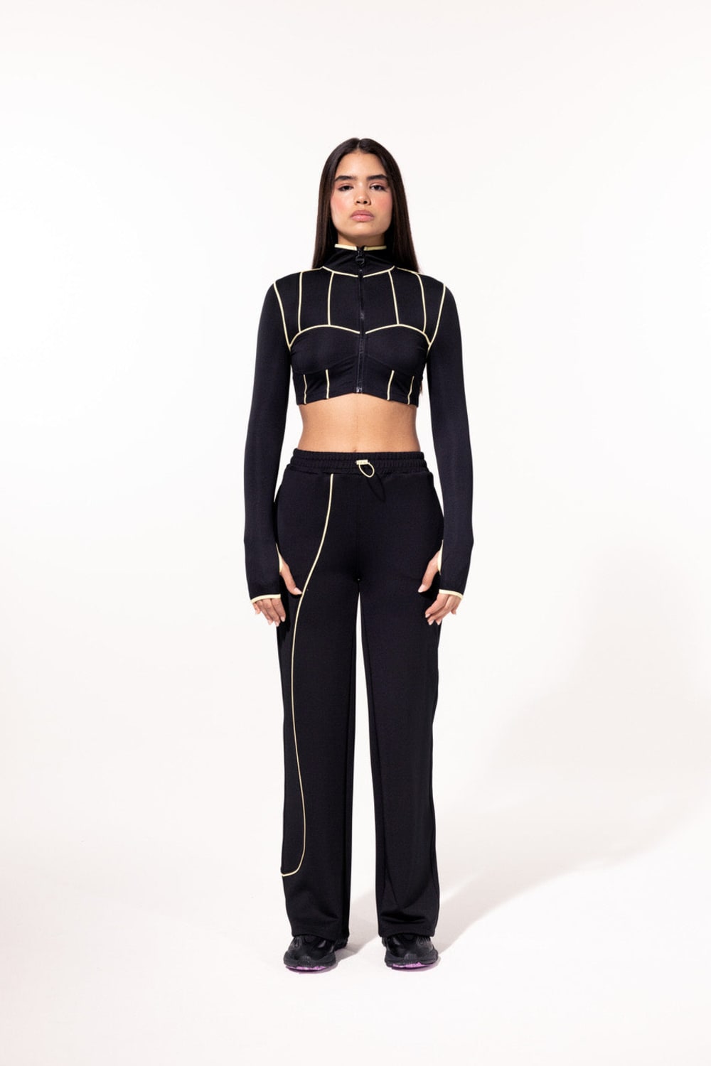 SBNM-Yellow Contrast Straight Pants-Eşofman-1-fleurdirect.live
