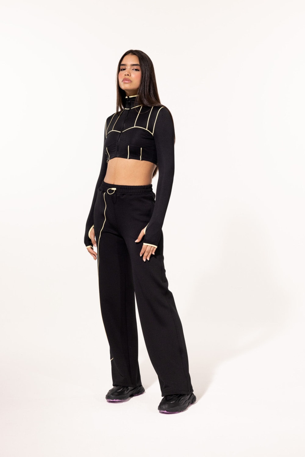 SBNM-Yellow Contrast Straight Pants-Eşofman-2-fleurdirect.live