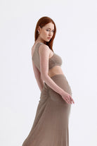 Sellie-Gloria Bej Simli Maxi Elbise-Elbise-5-fleurdirect.live
