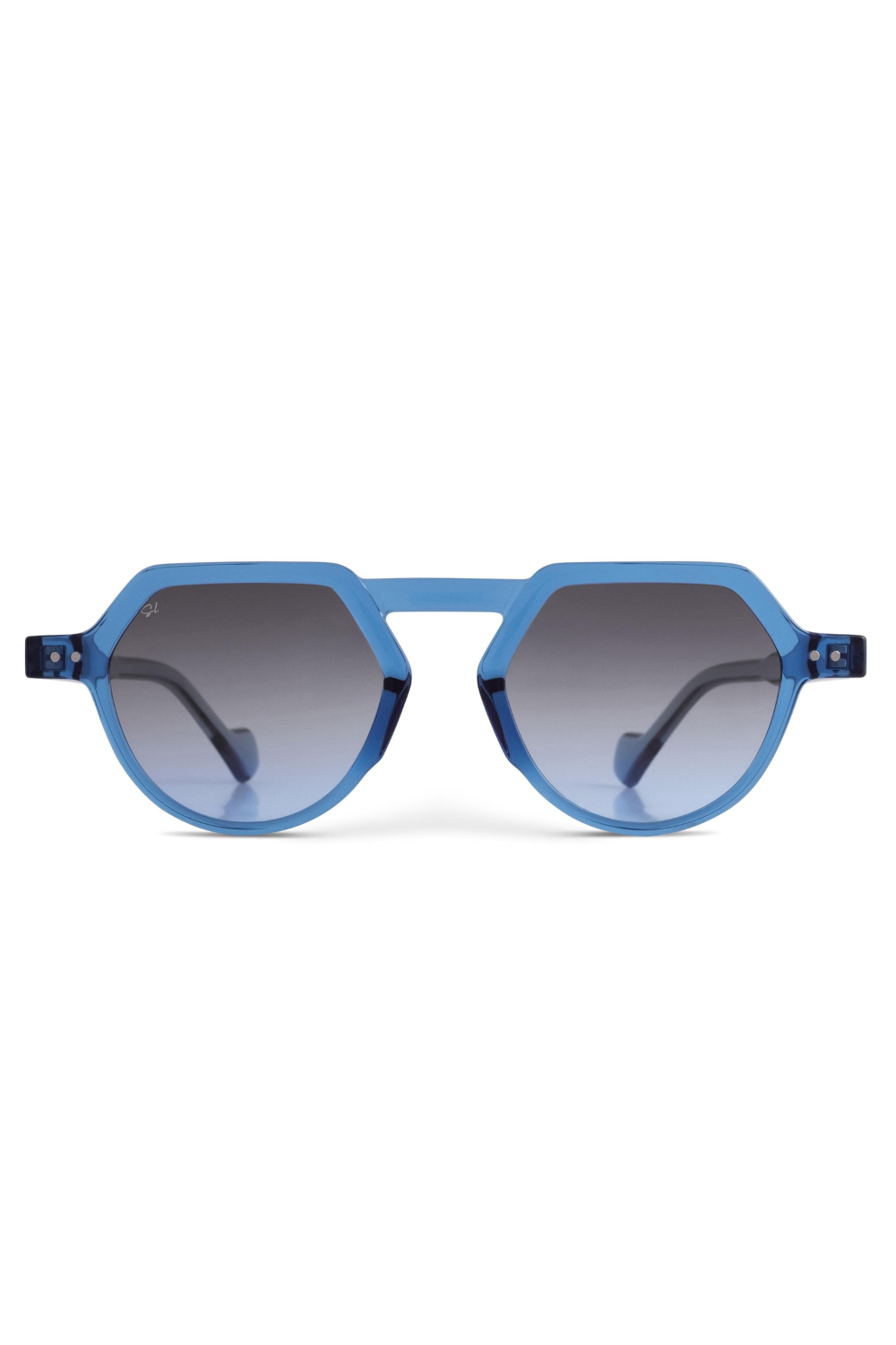 Senlites-Alyona Blu Unisex Şeffaf Mavi Degrade Uv400 Beşgen Güneş Gözlüğü-Güneş Gözlüğü-1-fleurdirect.live