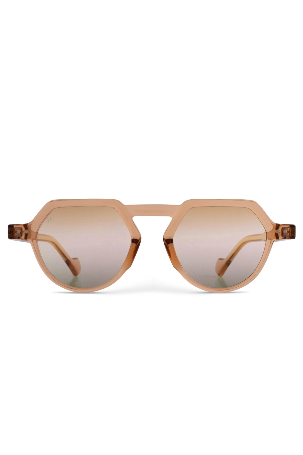 Senlites-Alyona Ecru Unisex Şeffaf Kahverengi Degrade Uv400 Beşgen Güneş Gözlüğü-Güneş Gözlüğü-1-fleurdirect.live