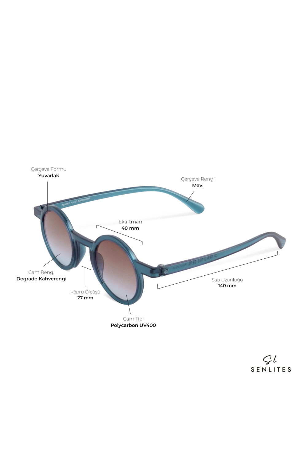 Senlites-Delaney Aquamarine Unisex Mavi Degrade Uv400 Yuvarlak Güneş Gözlüğü-Güneş Gözlüğü-4-fleurdirect.live