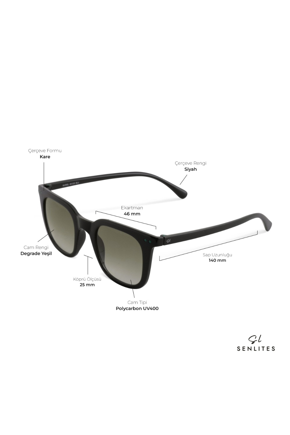 Senlites-Muri̇el Blu Unisex Siyah Degrade Uv400 Kare Güneş Gözlüğü-Ekran Gözlüğü-4-fleurdirect.live