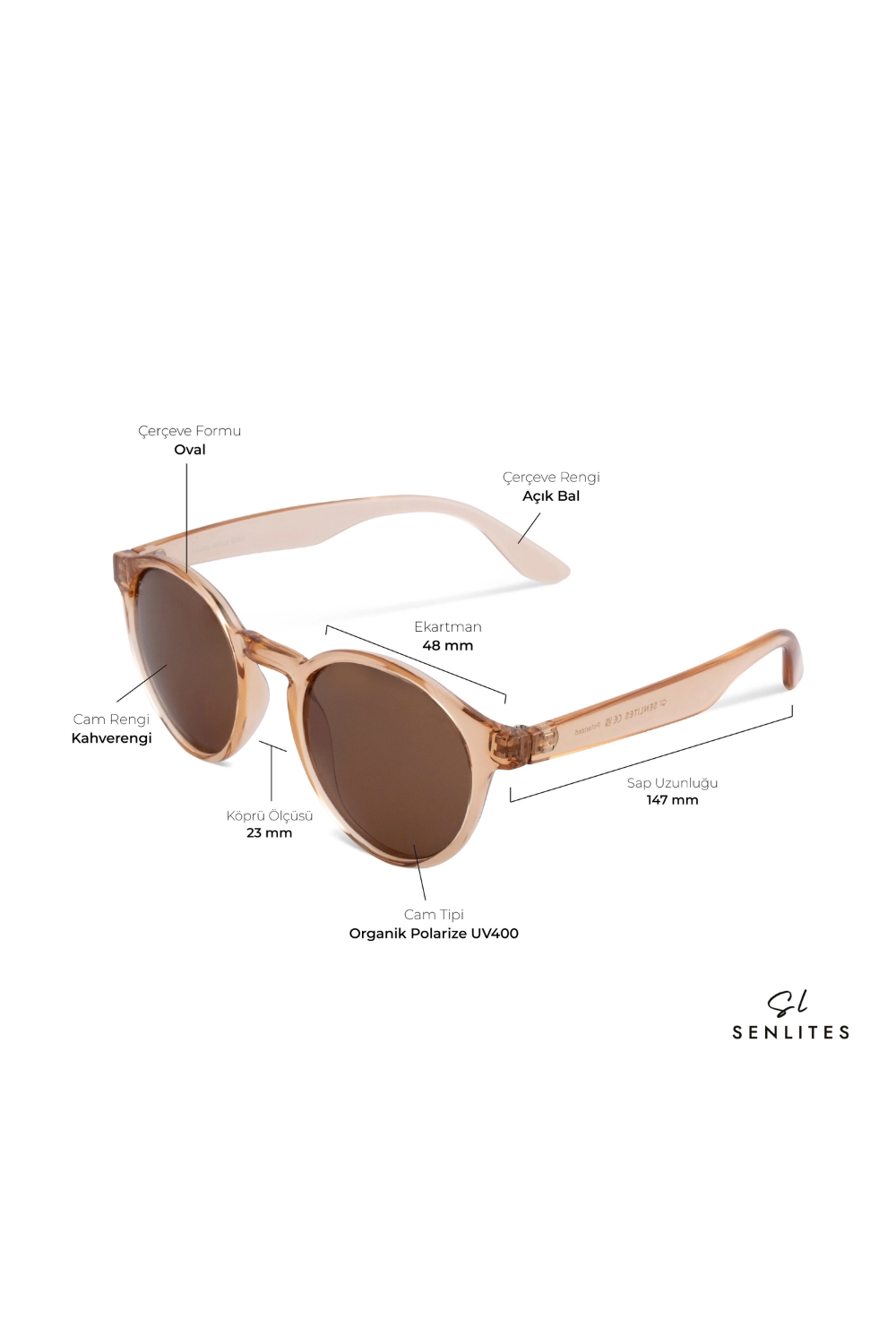 Senlites-Ragna Ecru Unisex Şeffaf Kahverengi Polarize Oval Güneş Gözlüğü-Güneş Gözlüğü-4-fleurdirect.live
