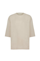 Sertaç Taşdelen-Açık Kahverengi %100 Keten Yuvarlak Yaka Oversized Erkek T-shirt Model T 08-T-Shirts-3-fleurdirect.live