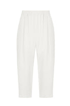 Sertaç Taşdelen-Beyaz %100 Keten Beli Lastikli Erkek Pantolon Model P 05-Pantolon-3-fleurdirect.live