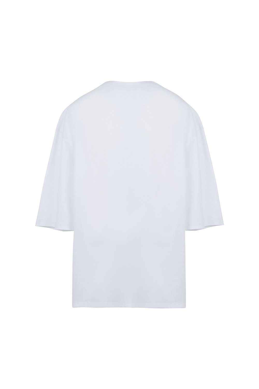 Sertaç Taşdelen-Beyaz %100 Pamuk Derin V Yaka Oversized Erkek T-shirt Model T 02-T-Shirts-4-fleurdirect.live
