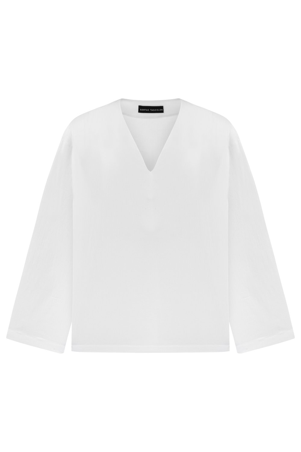 Sertaç Taşdelen-Beyaz %100 Pamuk V Yaka Oversized Erkek T-shirt Model T 20-T-Shirts-3-fleurdirect.live