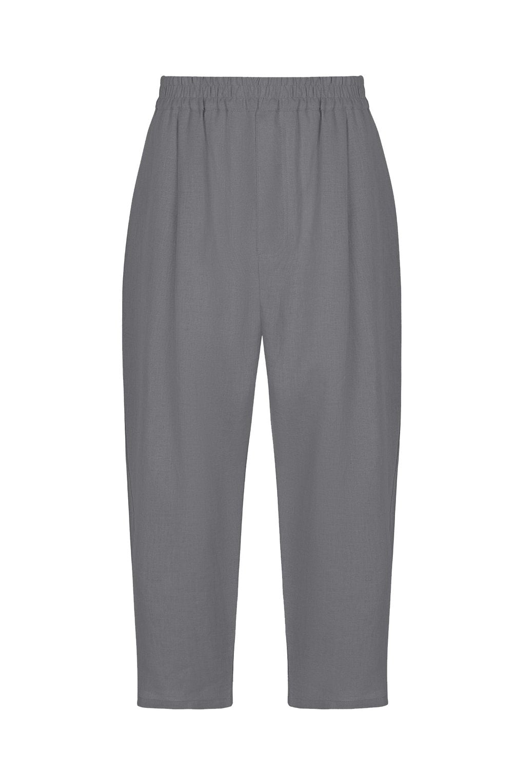 Sertaç Taşdelen-Gri %100 Keten Beli Lastikli Erkek Pantolon Model P 07-Pantolon-3-fleurdirect.live