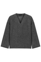 Sertaç Taşdelen-Gri %100 Keten V Yaka Oversized Erkek T-shirt Model T 18-T-Shirts-3-fleurdirect.live