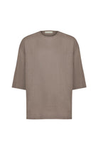 Sertaç Taşdelen-Koyu Kahverengi %100 Keten Yuvarlak Yaka Oversized Erkek T-shirt Model T 06-T-Shirts-3-fleurdirect.live