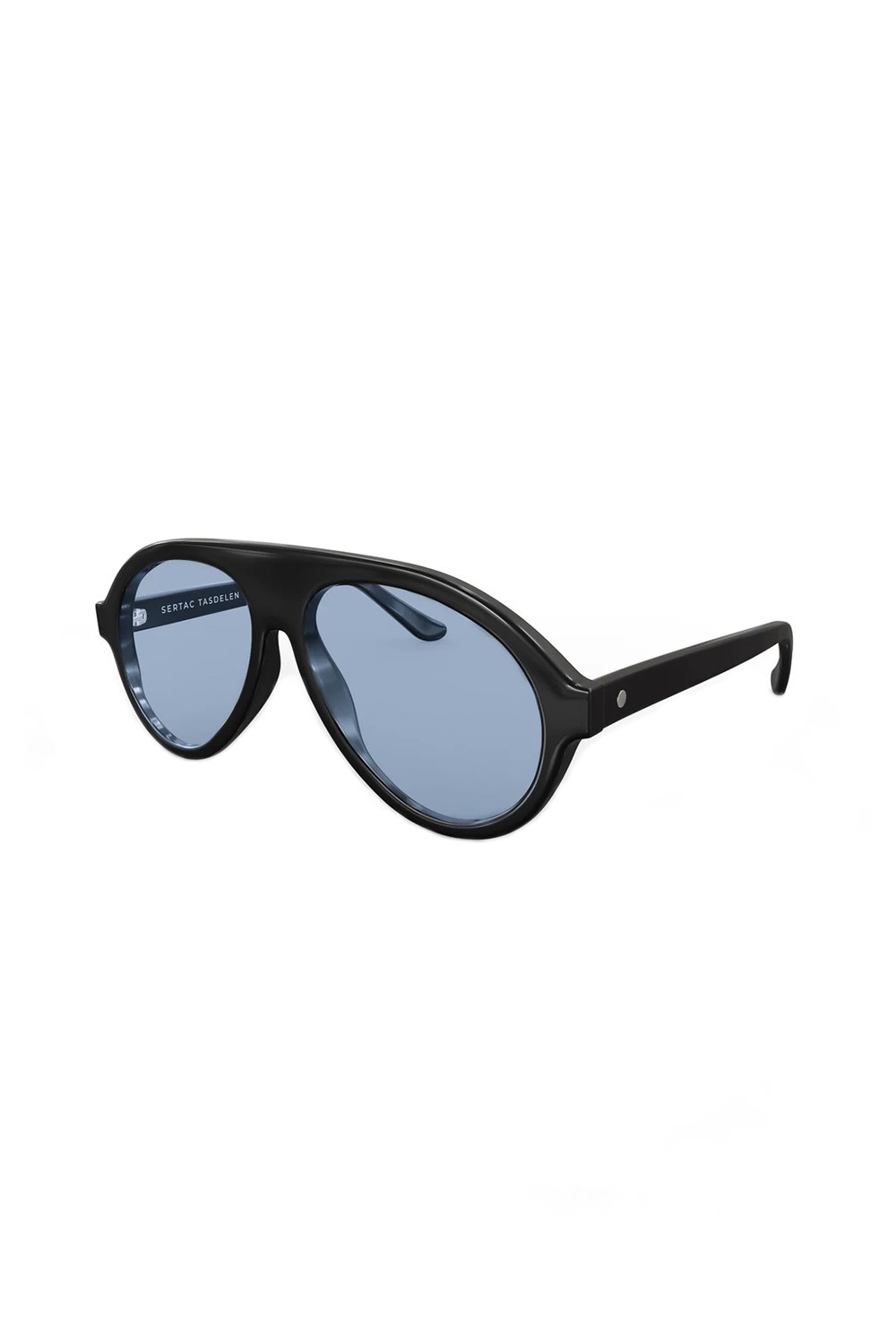 Sertaç Taşdelen-Mavi Camlı Siyah Çerçeveli Asetat Cr-39 Uv 400 Unisex Güneş Gözlüğü Model G 02-Güneş Gözlüğü-3-fleurdirect.live