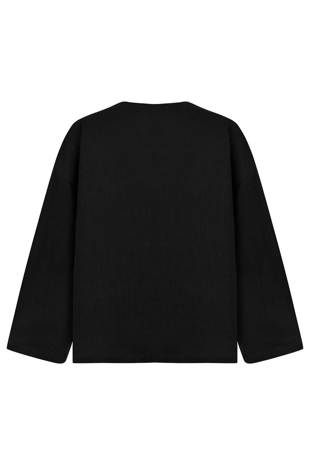 Sertaç Taşdelen-Siyah %100 Keten V Yaka Oversized Erkek T-shirt Model T 16-T-Shirts-4-fleurdirect.live