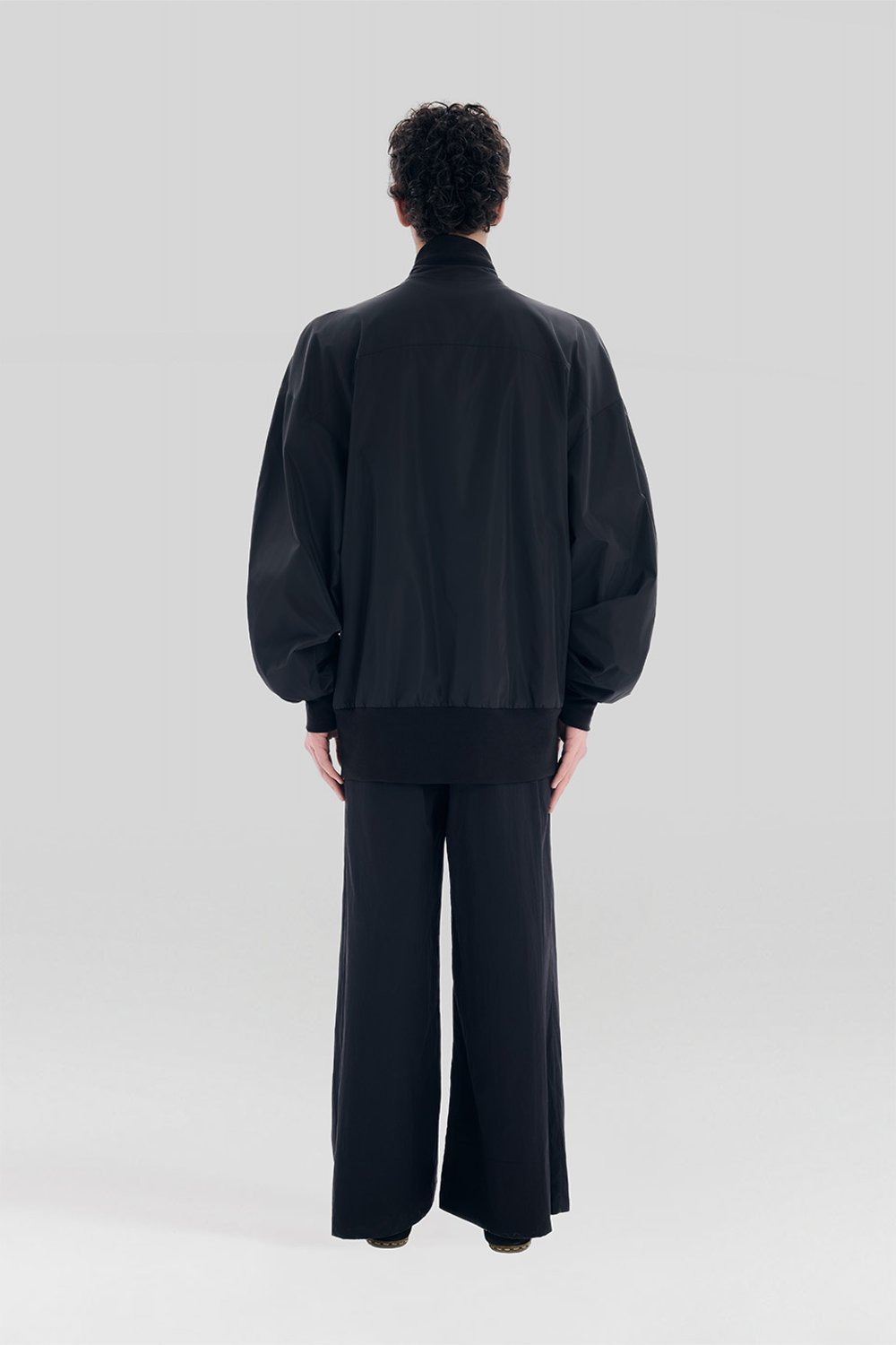 Sertaç Taşdelen-Siyah %100 Polyester Fermuarlı Oversized Erkek Bomber Ceket Mont J 03-Ceket-7-fleurdirect.live