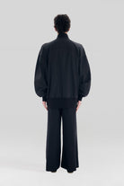 Sertaç Taşdelen-Siyah %100 Polyester Fermuarlı Oversized Erkek Bomber Ceket Mont J 03-Ceket-7-fleurdirect.live