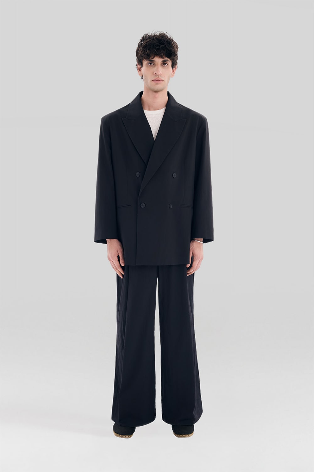 Sertaç Taşdelen-Siyah %40 Pes %60 Naylon Yakalı Kruvaze Oversized Erkek Ceket Model J 01-Dış Giyim-1-fleurdirect.live