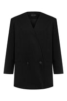 Sertaç Taşdelen-Siyah %40 Pes %60 Naylon Yakasız Kruvaze Oversized Erkek Ceket Model J 02-Ceket-3-fleurdirect.live
