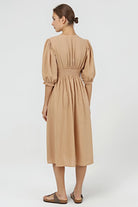 Sfida İstanbul-%100 Pamuk Armürlü Beli Lastikli Elbise - Cotton Dobby Fabric Citrine Dress - Ar003n-Elbise-2-fleurdirect.live