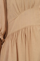Sfida İstanbul-%100 Pamuk Armürlü Beli Lastikli Elbise - Cotton Dobby Fabric Citrine Dress - Ar003n-Elbise-4-fleurdirect.live
