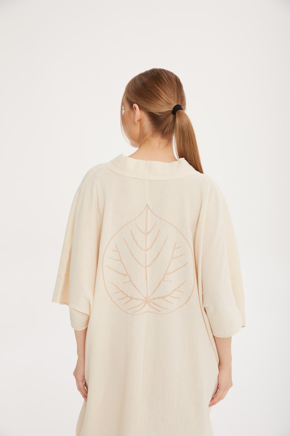 Sfida İstanbul-Doğal Kumaş Arka Baskılı Uzun Kaftan- Back Printed Lpng Caftan - Sf11-Elbise-3-fleurdirect.live