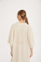 Sfida İstanbul-Doğal Kumaş Arka Baskılı Uzun Kaftan- Back Printed Lpng Caftan - Sf11-Elbise-3-fleurdirect.live