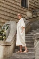 Sfida İstanbul-Doğal Kumaş Arka Baskılı Uzun Kaftan- Back Printed Lpng Caftan - Sf11-Elbise-4-fleurdirect.live
