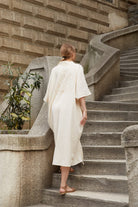 Sfida İstanbul-Doğal Kumaş Arka Baskılı Uzun Kaftan- Back Printed Lpng Caftan - Sf11-Elbise-5-fleurdirect.live