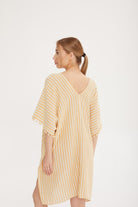 Sfida İstanbul-File Dokulu Pamuk Kısa Kaftan- Organic Cotton Short Stripe Caftan - Sf10-Elbise-2-fleurdirect.live