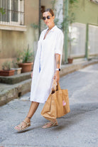 Sfida İstanbul-Flamlı Keten Dokulu Pamuk Gömlek Elbise- Linen Look Shirt Dress - Ar001b-Elbise-4-fleurdirect.live