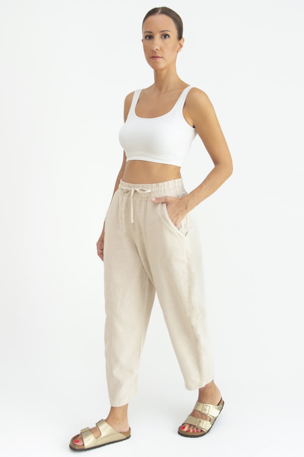 Sfida İstanbul-Keten / Pamuk Şalvar Pantalon. Linen / Cotton Slouchy Pant - Ar007-Pantolon-5-fleurdirect.live