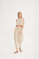 Sfida İstanbul-Organic Pamuk Çizgili Crop Üst- Organic Stripe Crop Top - Sf12-Crop Top-1-fleurdirect.live