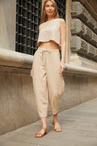 Sfida İstanbul-Organic Pamuk Çizgili Crop Üst- Organic Stripe Crop Top - Sf12-Crop Top-3-fleurdirect.live