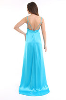 Silk Parade-Saf İpek Saten Mavi Gece Elbisesi-Elbise-3-fleurdirect.live